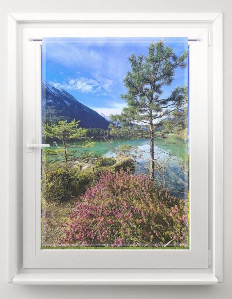 Scheibenhänger Alpenseezeit rechteckig Gardine transparent